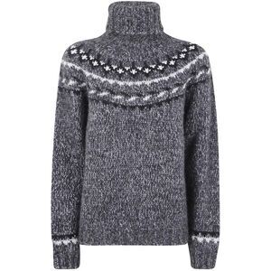PAROSH Fair Isle Turtleneck Knit Sweater Women GREY Sweaters & Knitwear